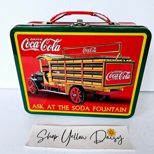 Rare Coca Cola Embossed Tin Lunch Box Collectible Truck Advertising -‎ M512.1